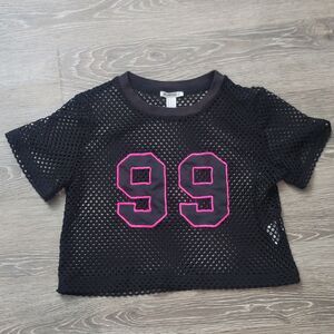 Forever 21 Black Caged "99" Cropped Top